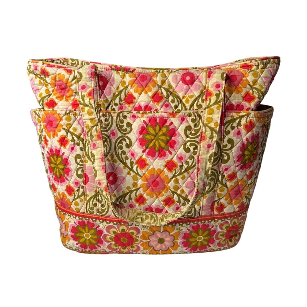 Vera Bradley Folkloric Quilted Floral Tote Bag Zip Closure